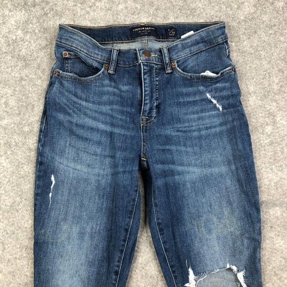 Lucky Brand Skinny Jeans Womens 6/28 Ava Mid Rise Ankle Distressed Stretchy Blue - Picture 2 of 12